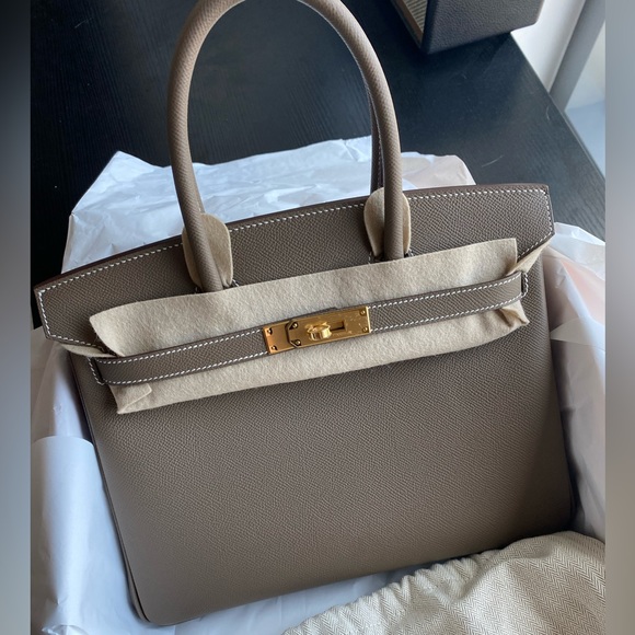 BRAND NEW HERMES BIRKIN 30 ETOUPE GOLD HARDWARE 2023 - Picture 1 of 6